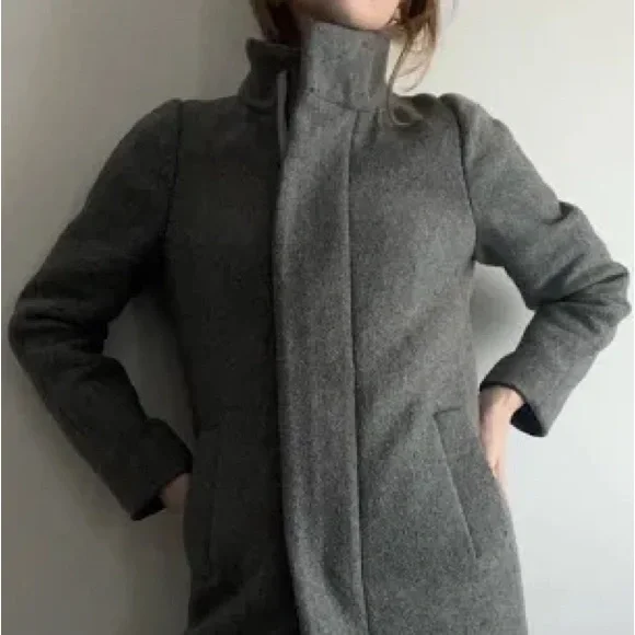 JCrew Factory City Cocoon Pea Coat in Grey Size 4P - Picture 2 of 3